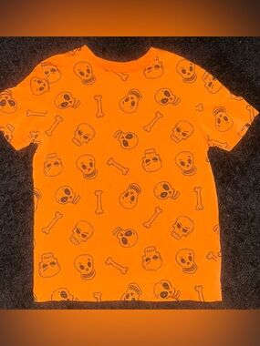 Kids Orange Skull Print Tee